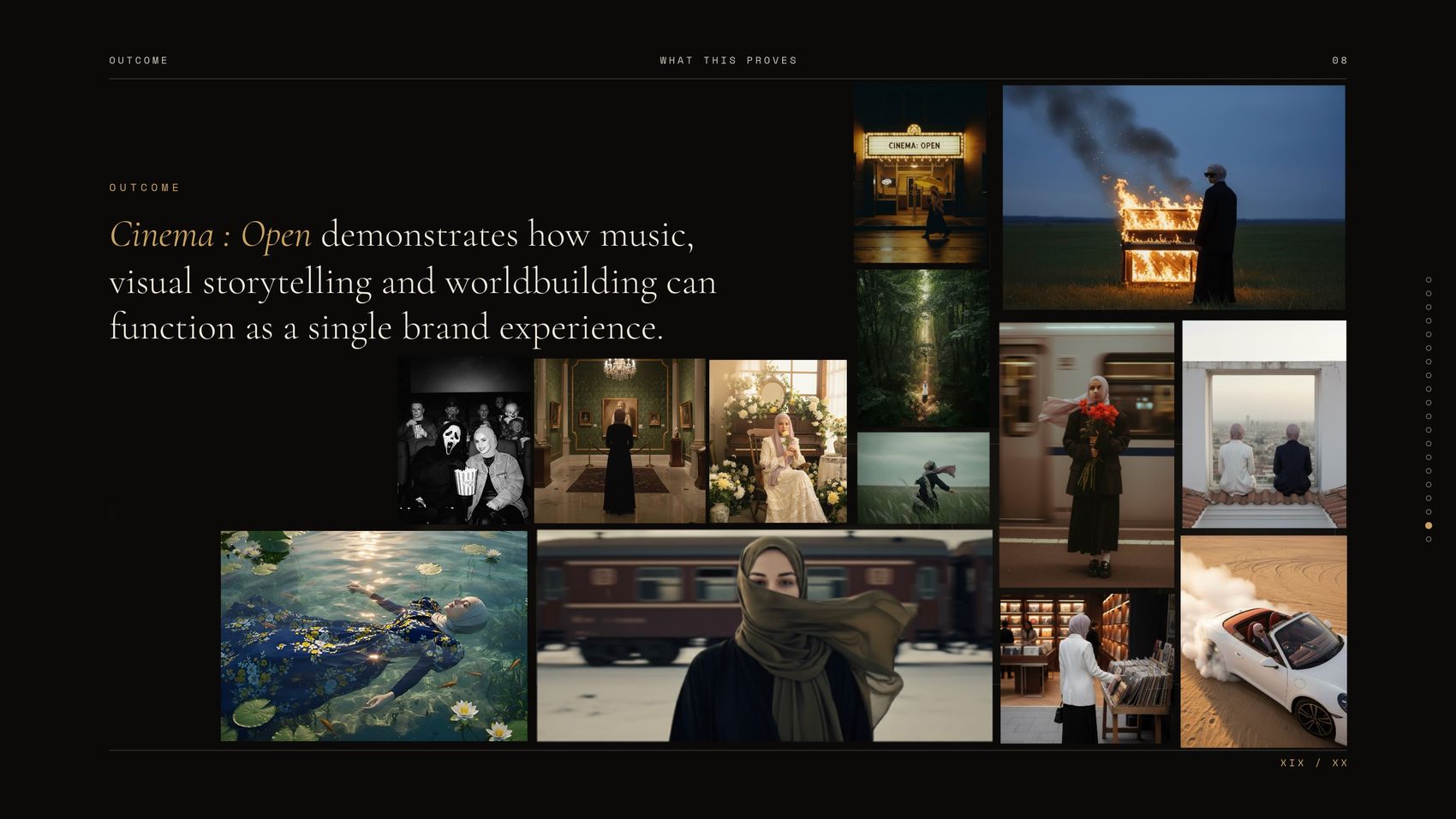Cinema: Open · outcome board